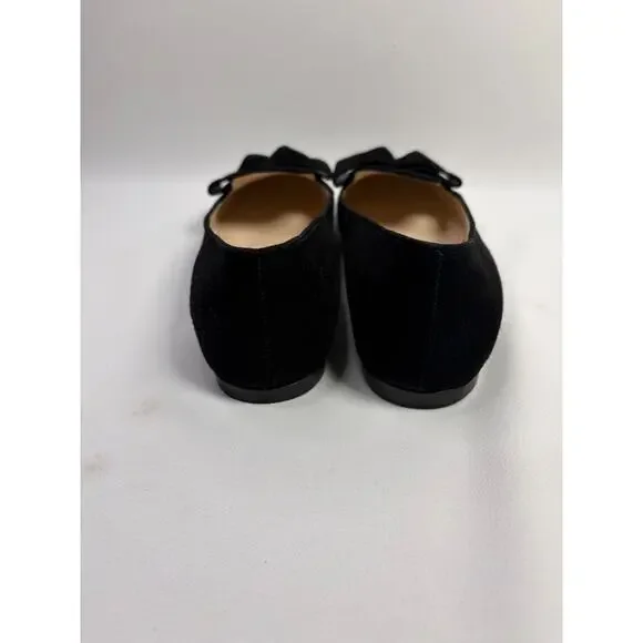 PRADA Black Suede Prada Signature Logo Bow Flat Slipper Shoes Size 37.5 - Picture 10 of 10
